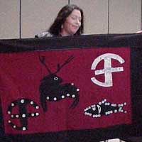 Dena Starr's completed pow wow blanket from the Regalia module.