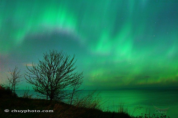 Multi-colored Aurora over Lake Superior