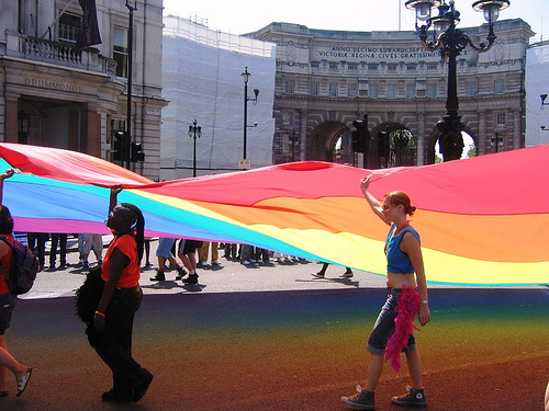 A rainbow flag in London. Photo from Creative Commons