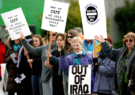 Peaceful Iraq war protest, Olympia Wa, 2008.  Photo: The Olympian