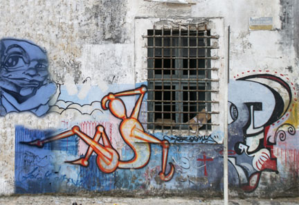 Graffiti wall in Salvador Brazil in 2005.  Photo: Jules Unsel