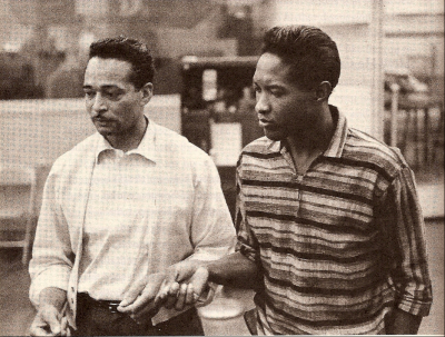 Sam, (right) in the studio with producer 'Bumps' Blackwell, 1957