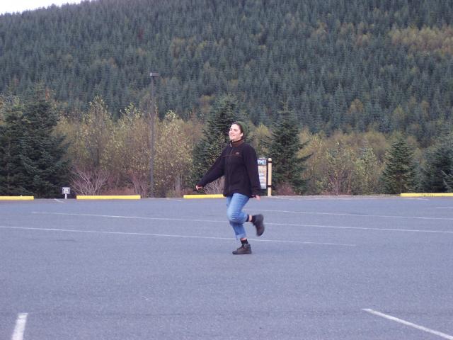 Eva dancing in the parking lot, Good Photo by Joel