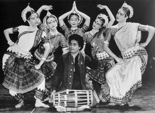 Orissi dancers from Jhansi Ki Rani with mardala player, Pagal Swain