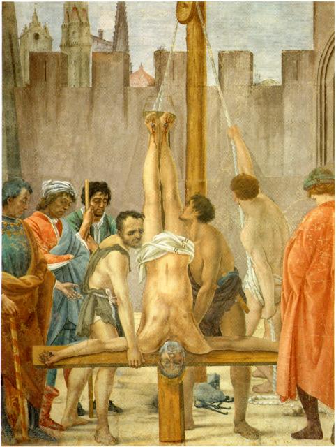 Masaccio, Crucifixion of St Peter, Brancacci Chapel