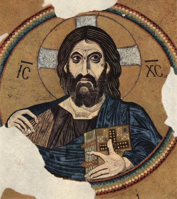 Cristo pantocrator, (Christ as ruler of all), central dome, Church of the Dormition, Daphni, Greece, c.1080-1100 (Byzantine icon