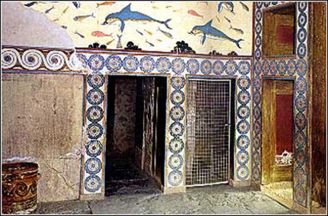 Dolphin fresco from Queen's apartment at Knossos, Neopalatial Period