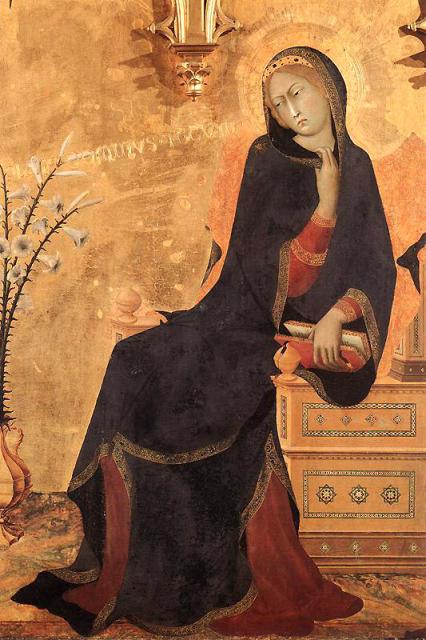 Simone Martini (c.1280-1344): Annunciation, detail of Madonna, 1333, tempera on wood, Uffizi Gallery, Florence