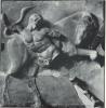 Herakles and the Cretan Bull, c. 460, metope from west end of naos of Temple of Zeus, Olympia, c. 5 ft. 3 in. square