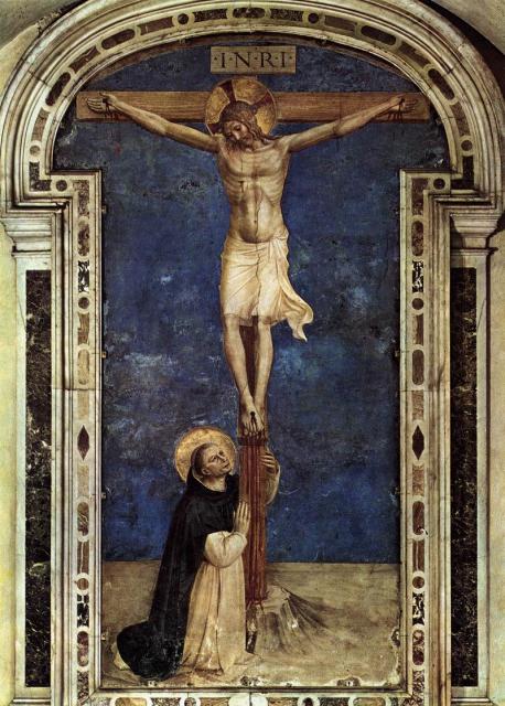 Fra Angelico: Crucifixion with St. Dominic, c.1442, frescp frp, Cloister in Convent of San Marco