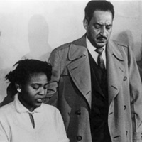 Autherine being counseled by Thurgood Marshall