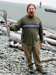 Brian with a stick--Olympic Peninsula fieldtrip