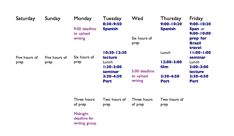 weekly schedule