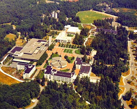 Aerial of Evergreen's 1,000 acre campus